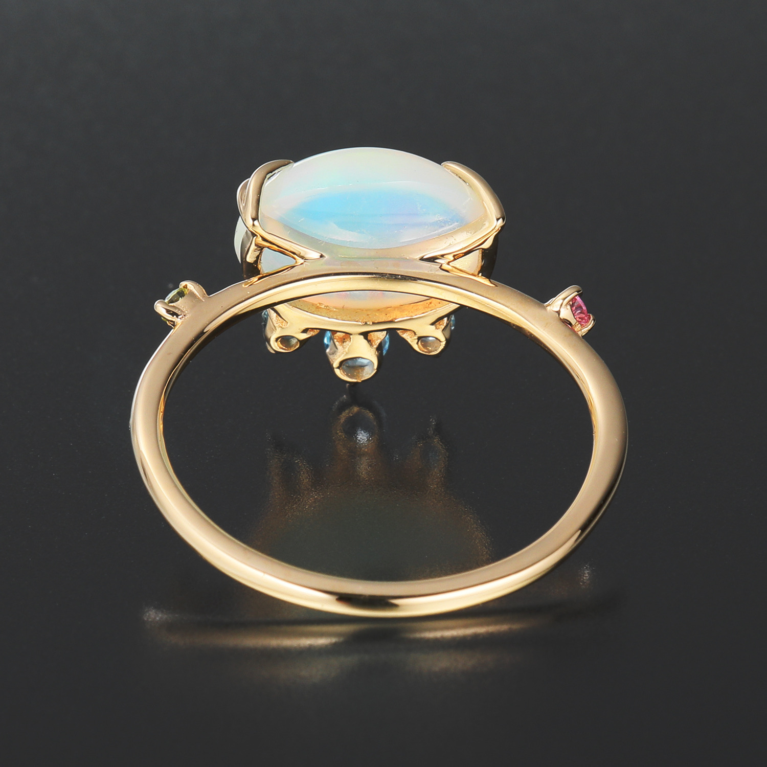 パーセルジュエリー １０Ｋ オパール＆マルチジェム ブルームフラワー リング