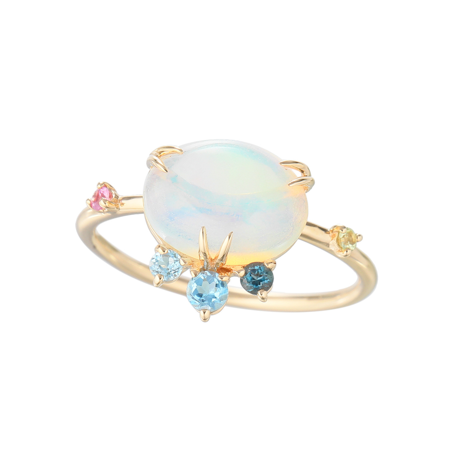 パーセルジュエリー １０Ｋ オパール＆マルチジェム ブルームフラワー リング