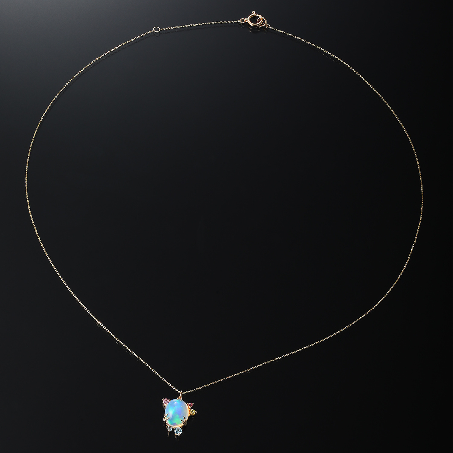 パーセルジュエリー １０Ｋ オパール＆マルチジェム ブルームフラワー ネックレス