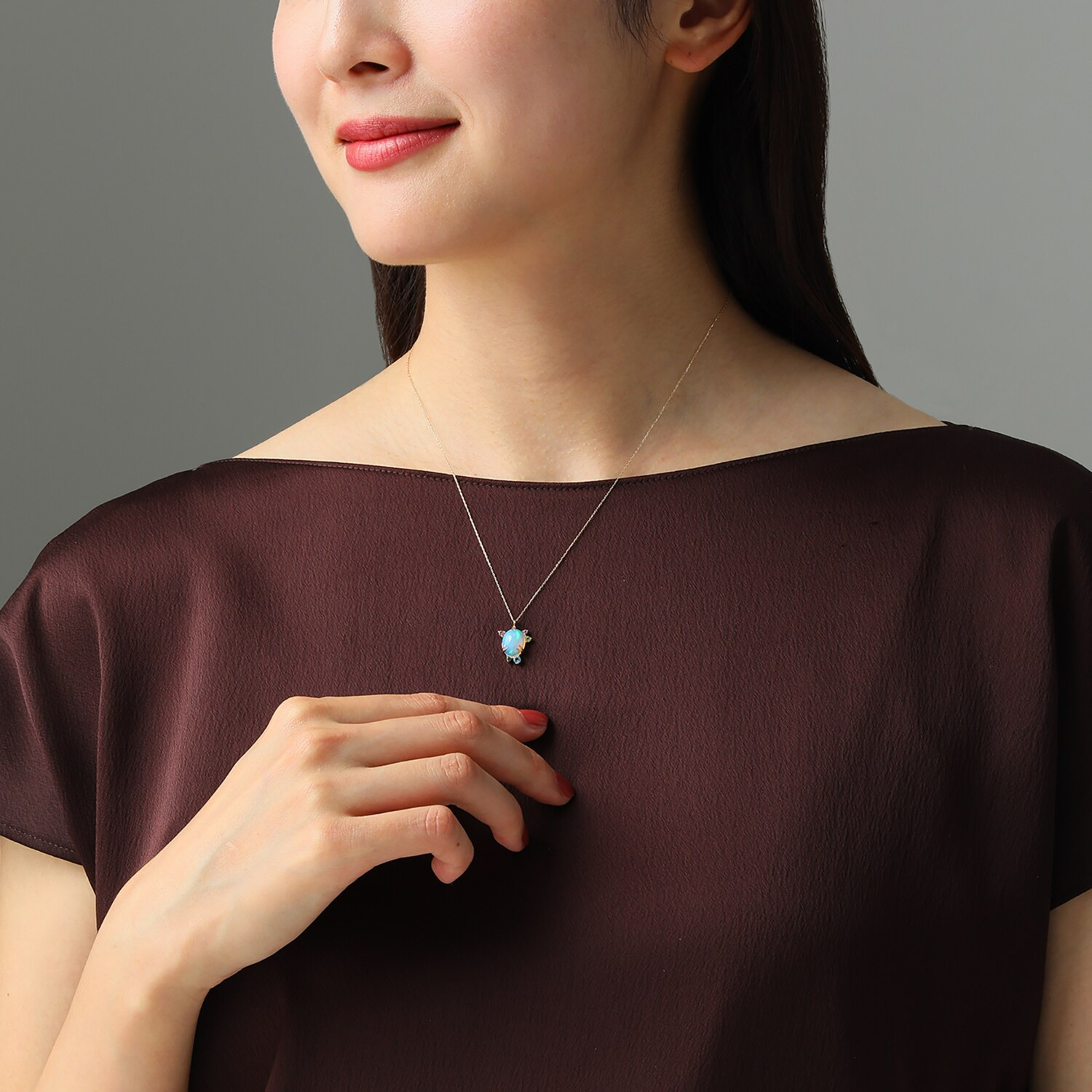 パーセルジュエリー １０Ｋ オパール＆マルチジェム ブルームフラワー ネックレス