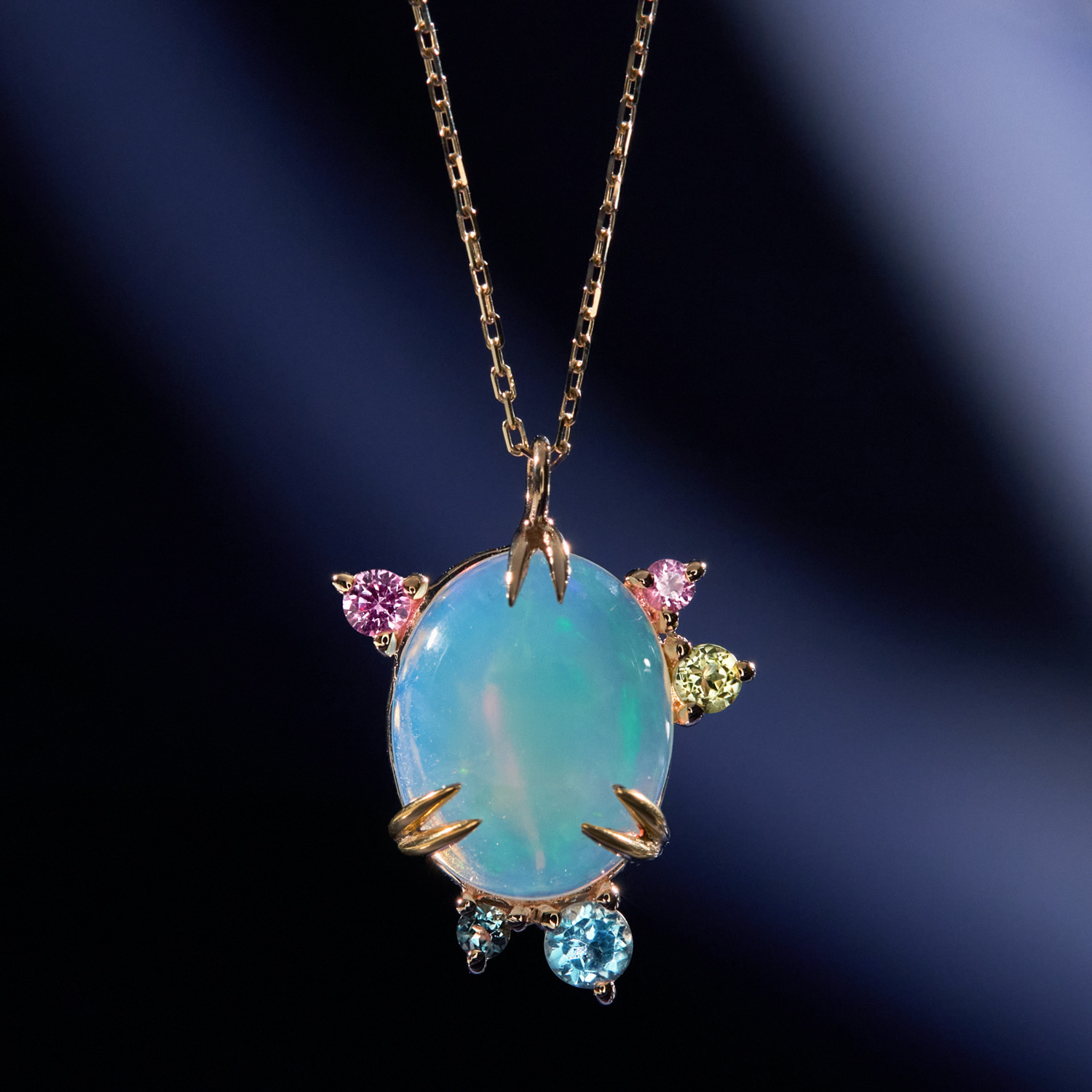 パーセルジュエリー １０Ｋ オパール＆マルチジェム ブルームフラワー ネックレス