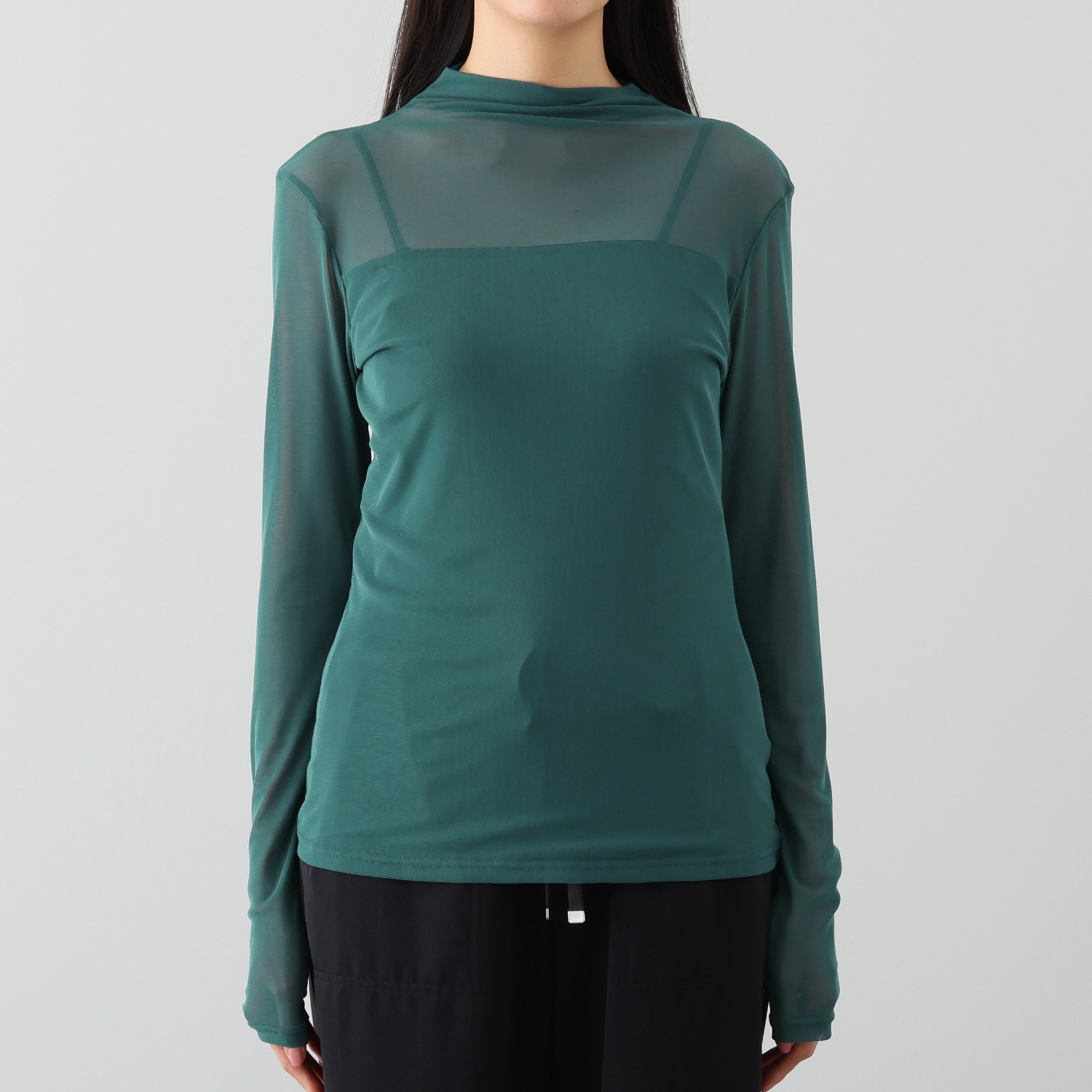 エムズ　スタイル ソフトチュール ボトルネックデザイン シアープルオーバー