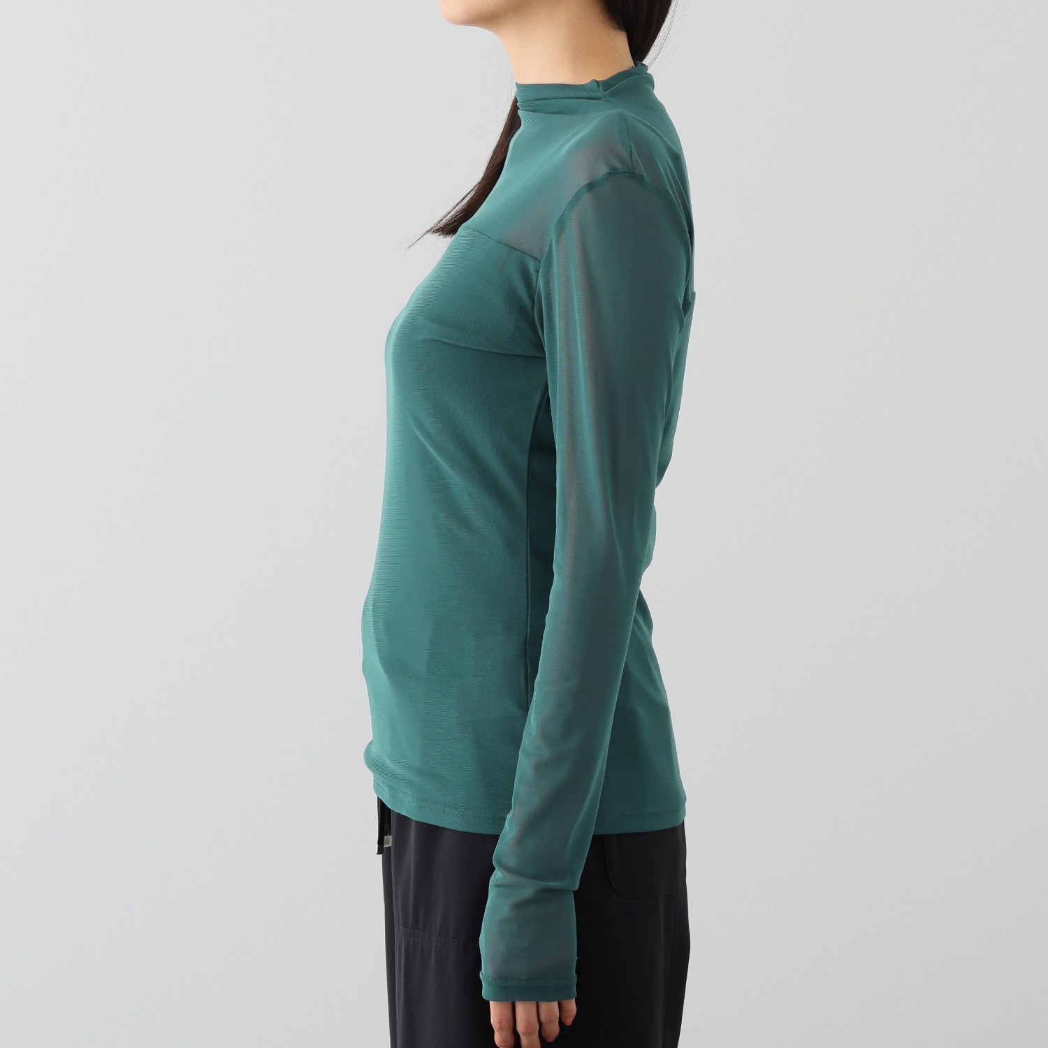 エムズ　スタイル ソフトチュール ボトルネックデザイン シアープルオーバー