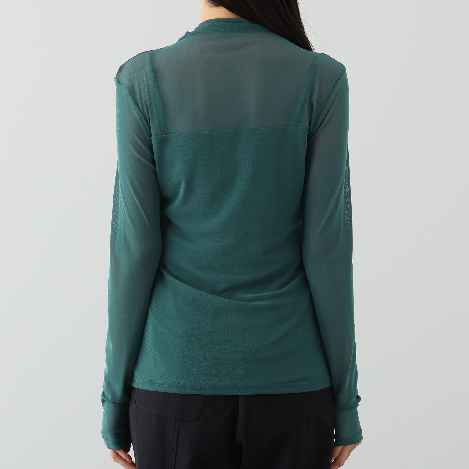 エムズ　スタイル ソフトチュール ボトルネックデザイン シアープルオーバー