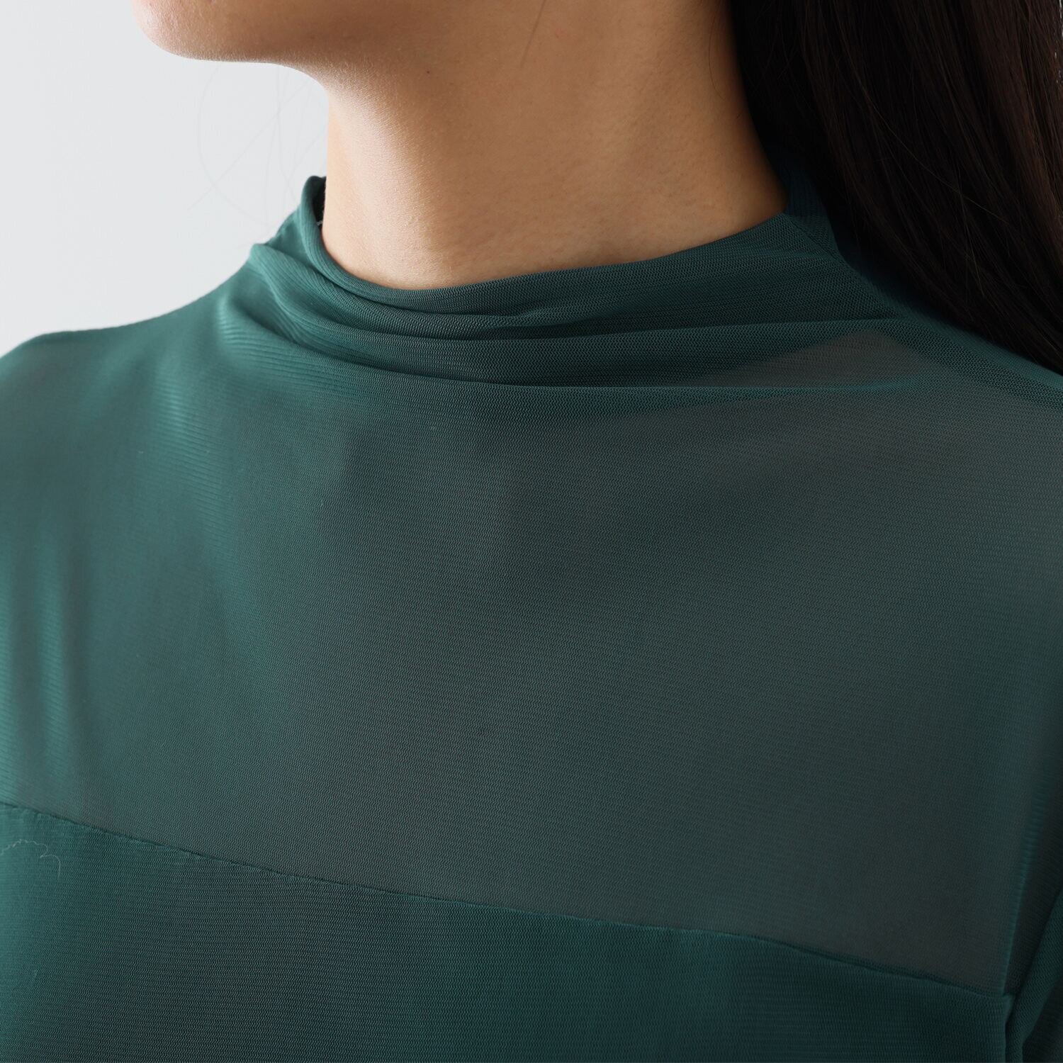 エムズ　スタイル ソフトチュール ボトルネックデザイン シアープルオーバー