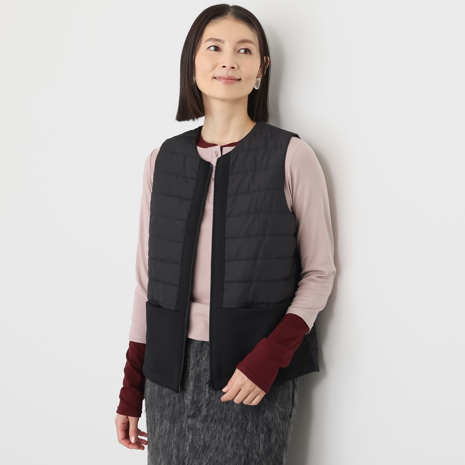 イクシーズ 異素材ミックス ドッキングベスト