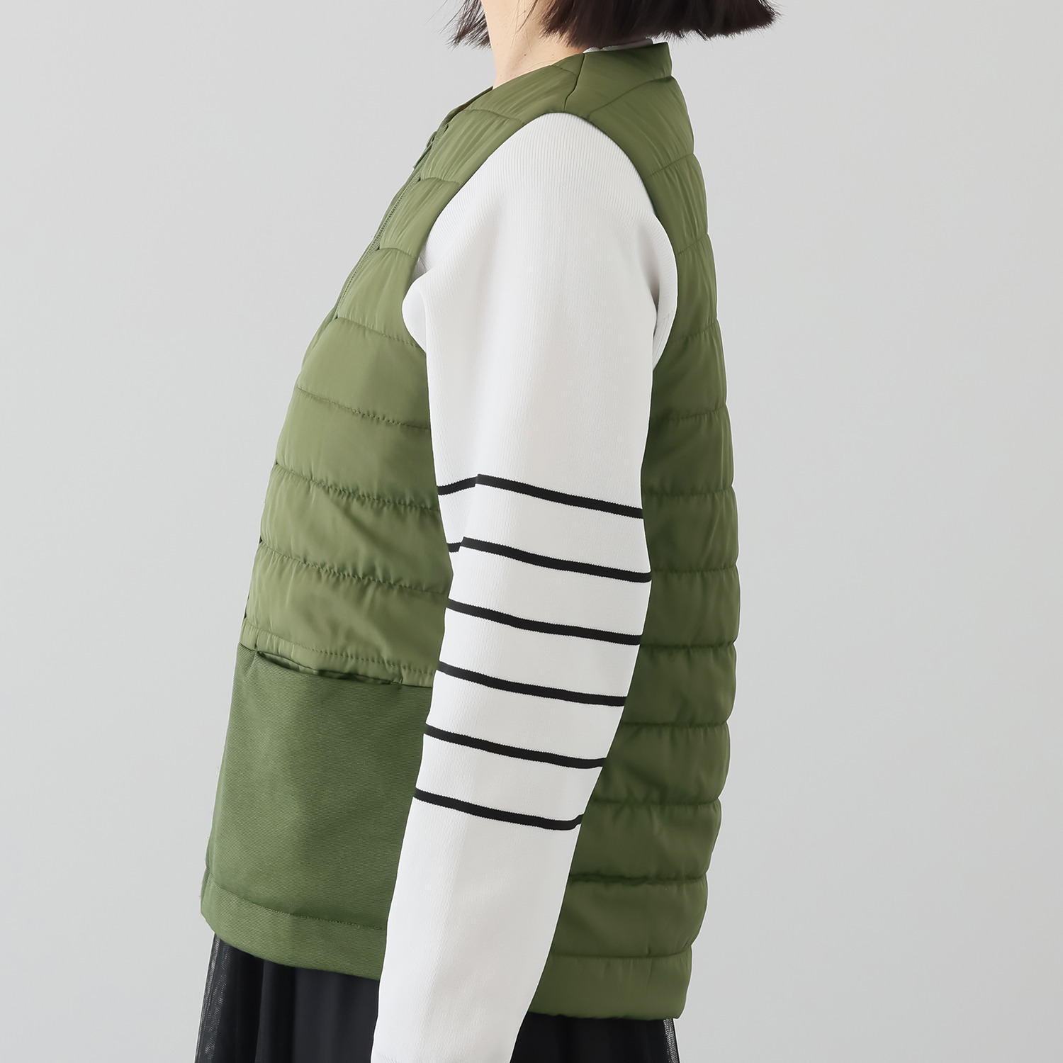 イクシーズ 異素材ミックス ドッキングベスト