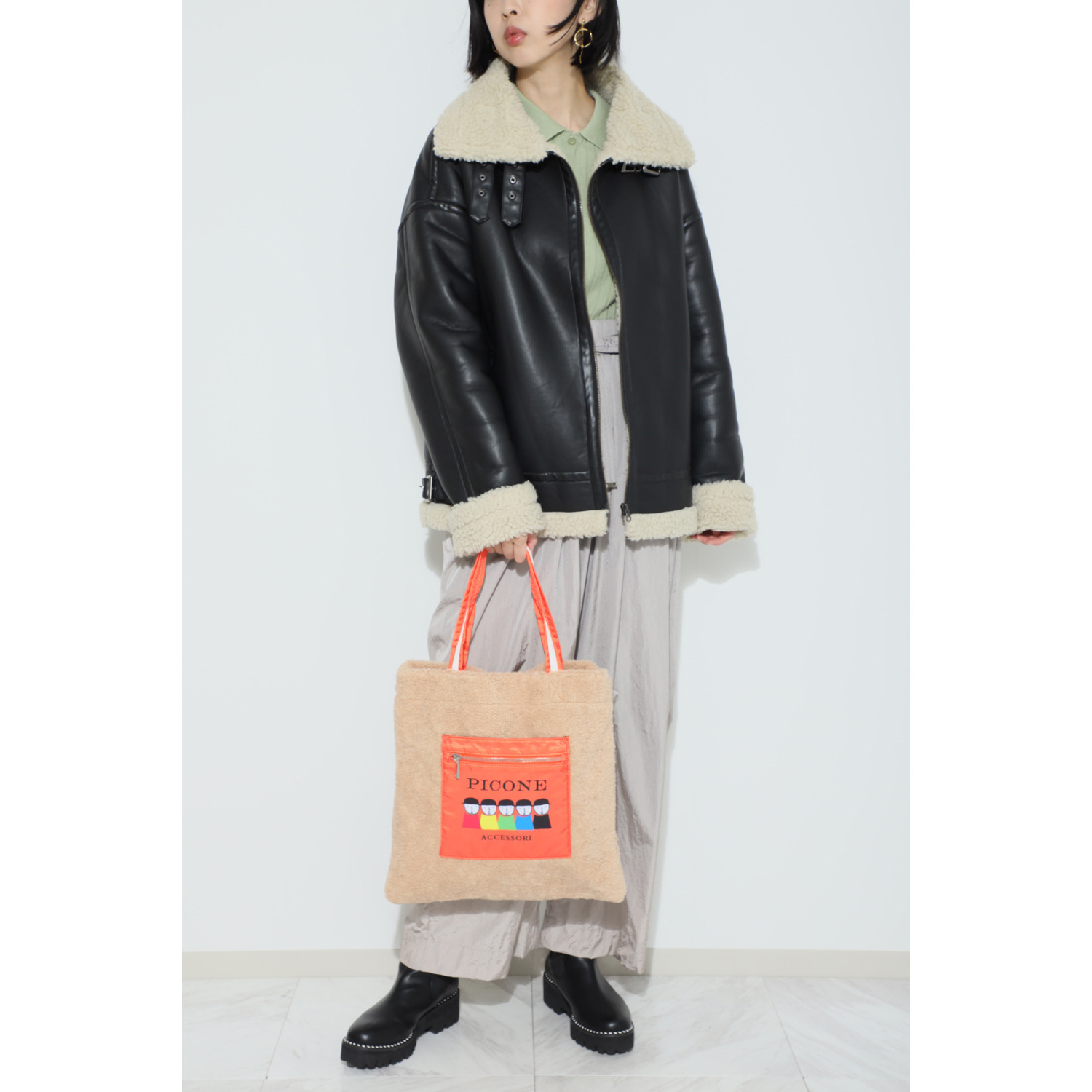 ピッコーネ アッチェッソーリ もこもこトートバッグ