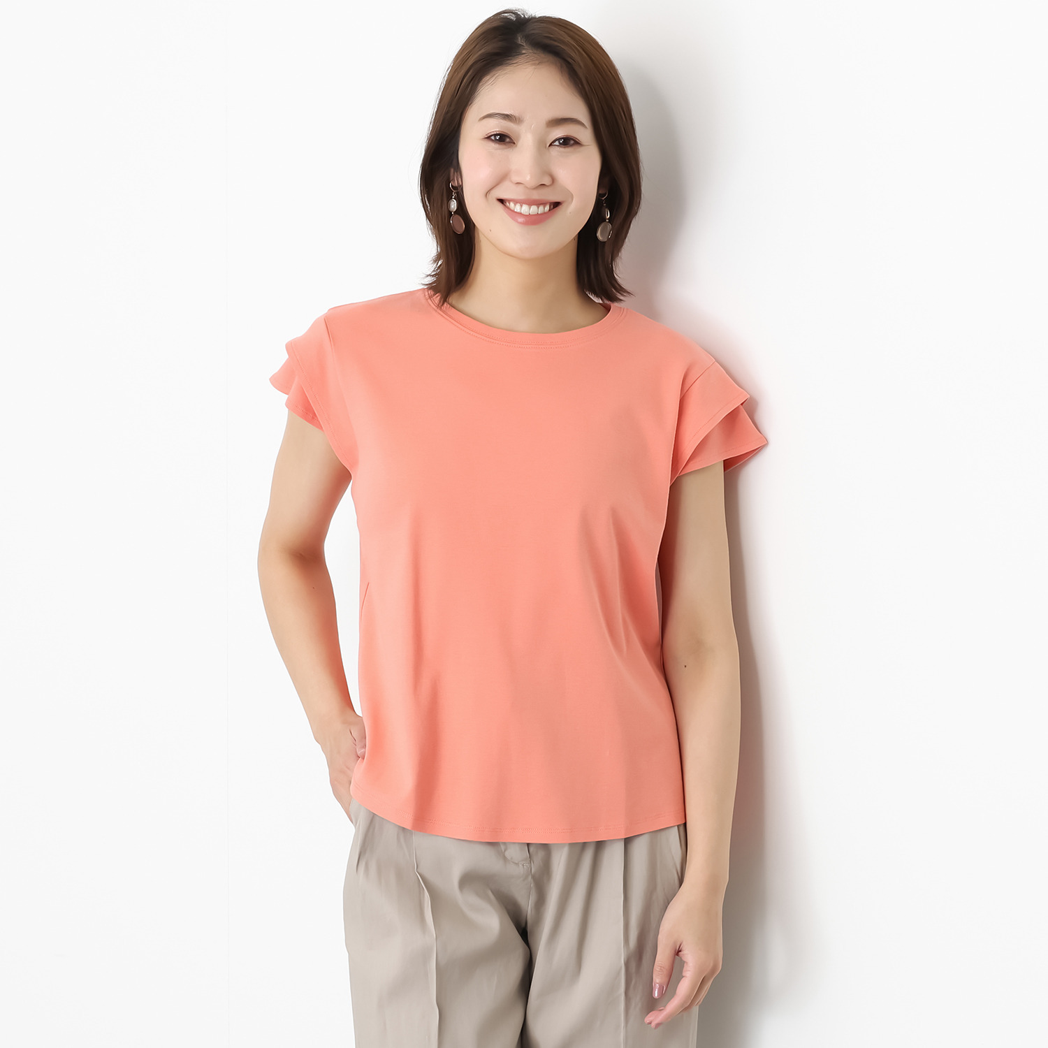 ウタオ 多機能 シルケット加工 フレンチスリーブ プルオーバー