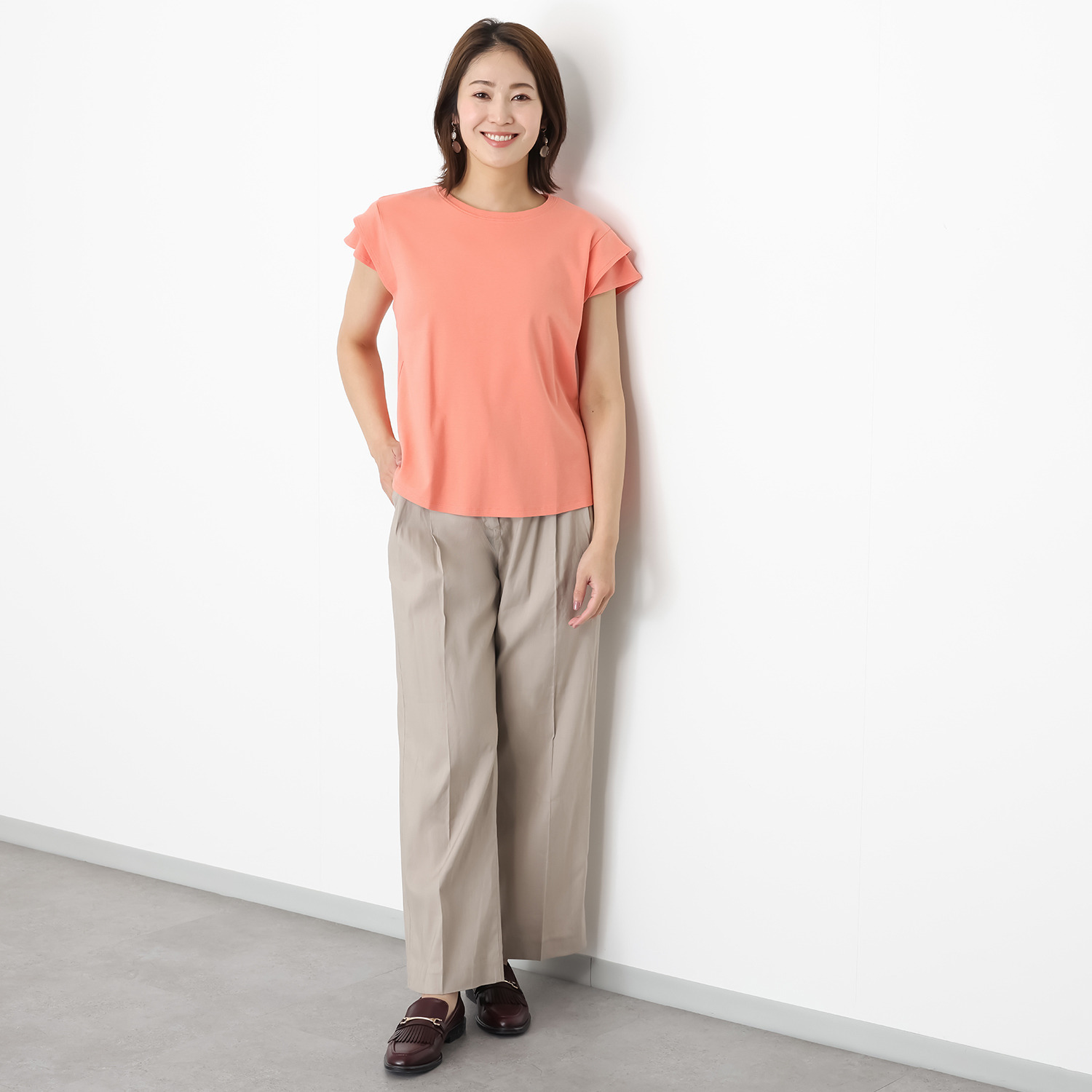 ウタオ 多機能 シルケット加工 フレンチスリーブ プルオーバー