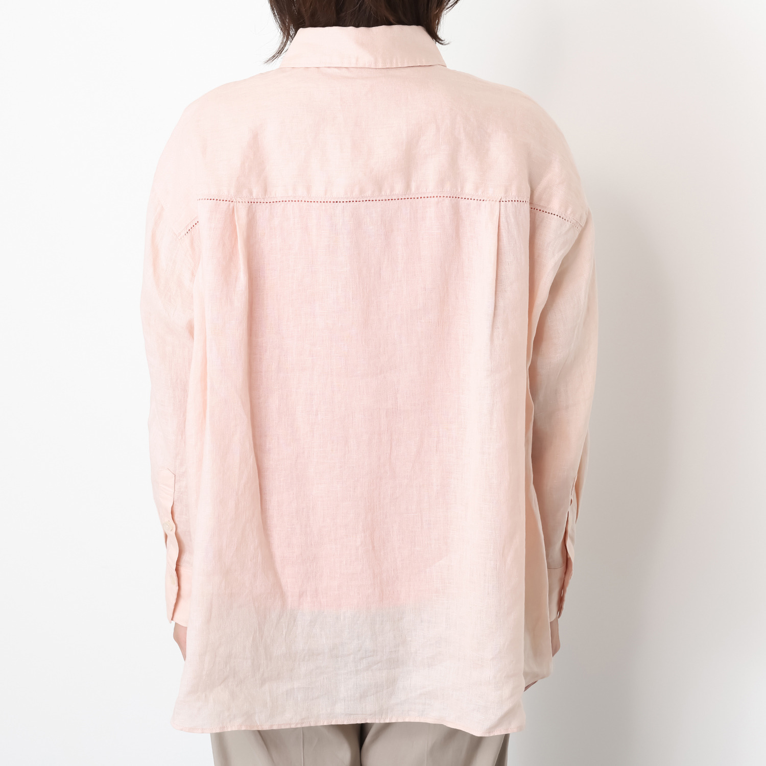 ウタオ フレンチリネン１００％ ピコ刺しゅう ２ウェイシャツ