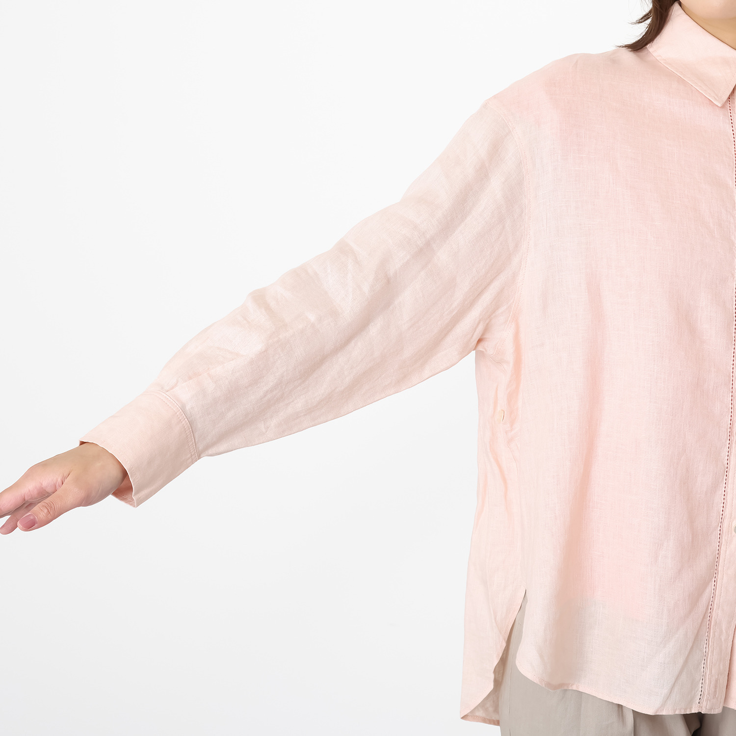 ウタオ フレンチリネン１００％ ピコ刺しゅう ２ウェイシャツ