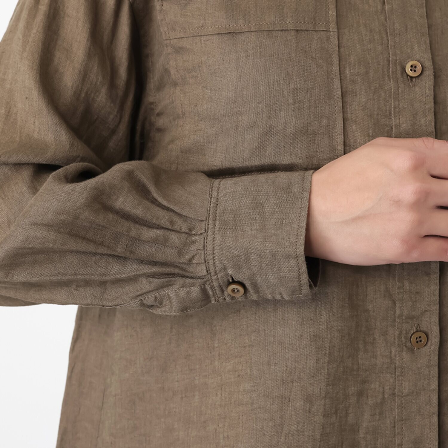 ウタオ フレンチリネン１００％ ドローストリング ショートブルゾン