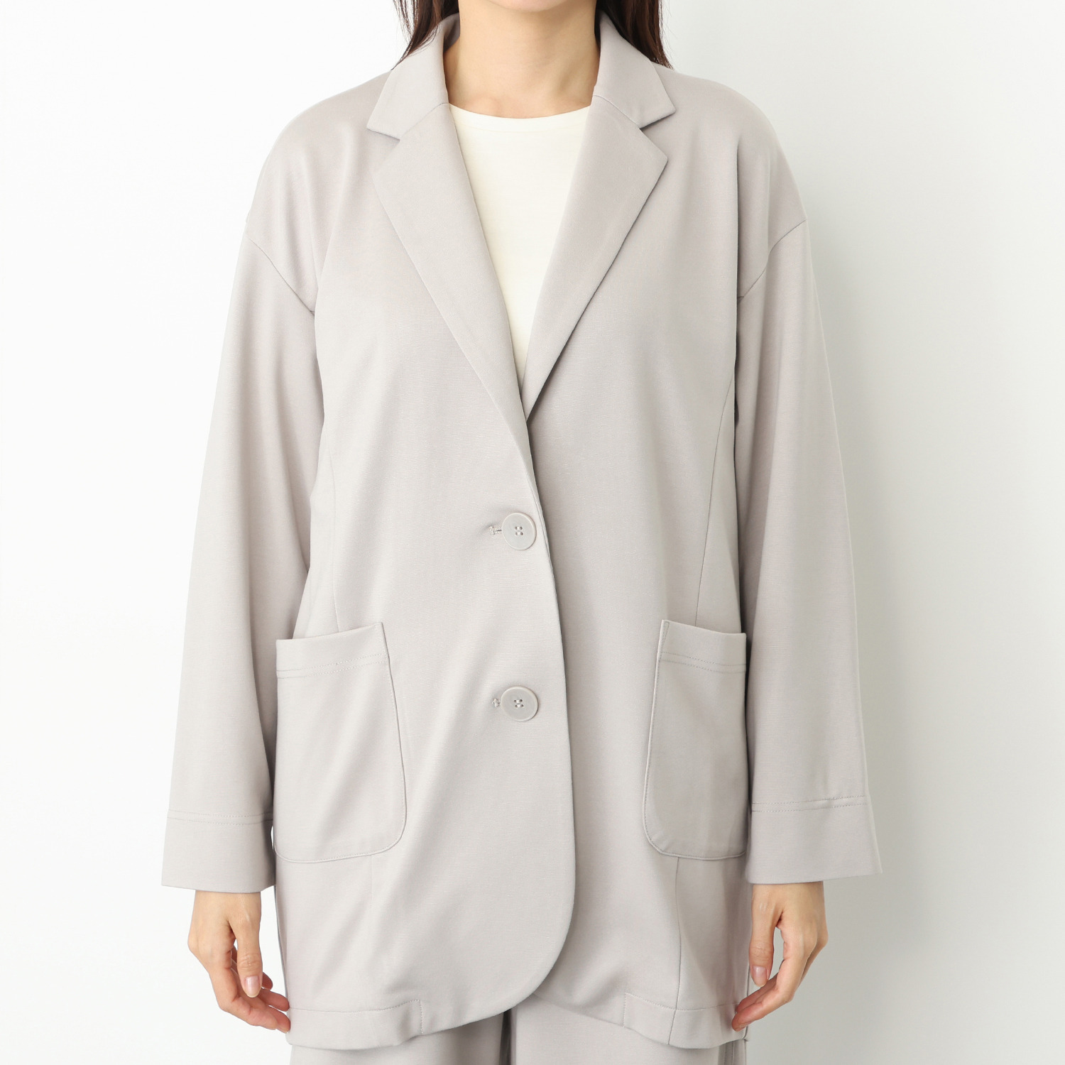 ヒロコ　デシネール なめらかスムースでつくる バレルシルエット ふんわり羽織る 大人のテーラード カーディガンジャケット