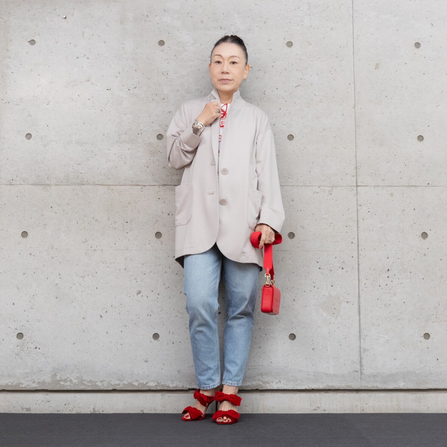 ヒロコ　デシネール なめらかスムースでつくる バレルシルエット ふんわり羽織る 大人のテーラード カーディガンジャケット