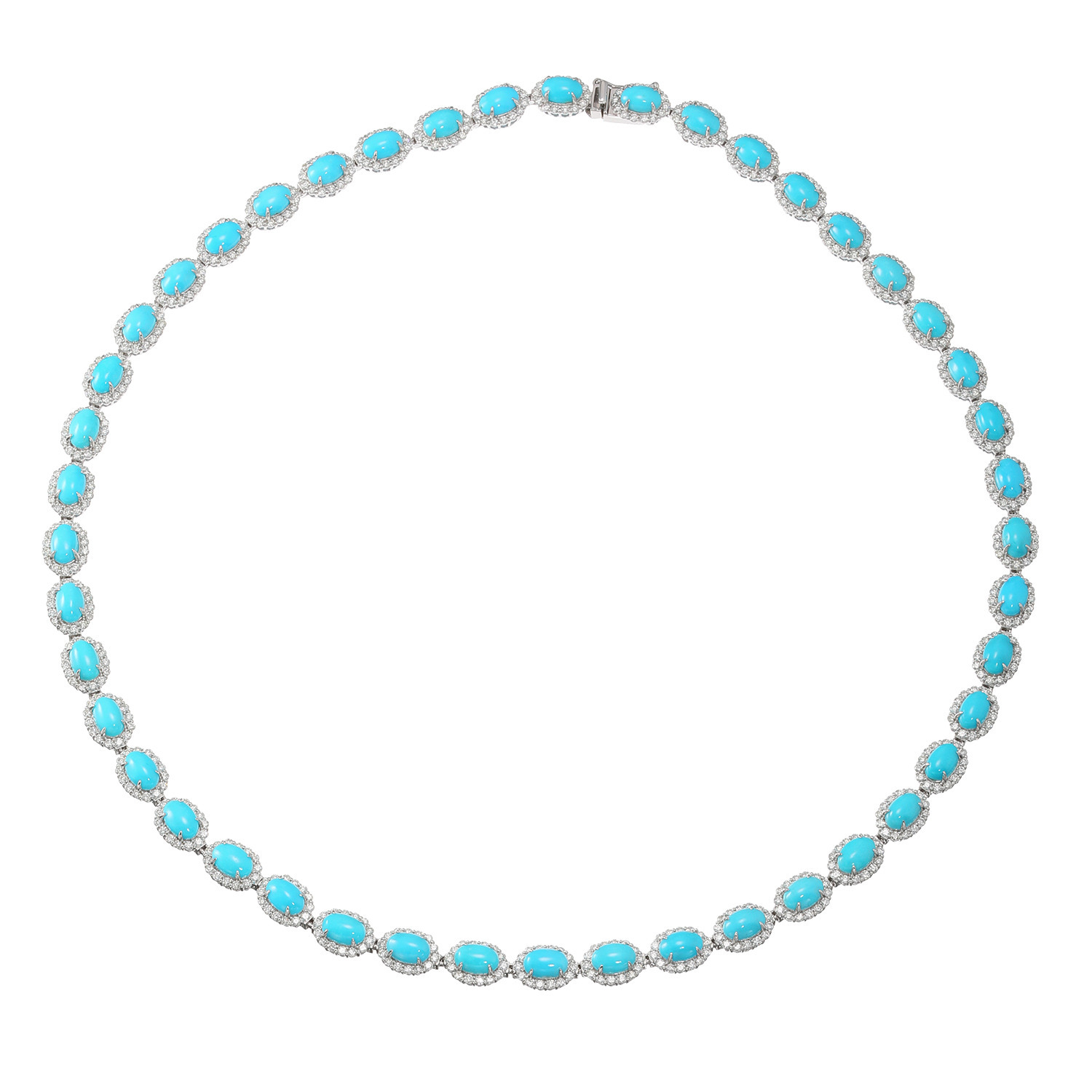 スリーピングビューティー バイ　ディーラリエ プラチナ９５０＆８５０ ターコイズ＆ダイヤモンド フルネックレス