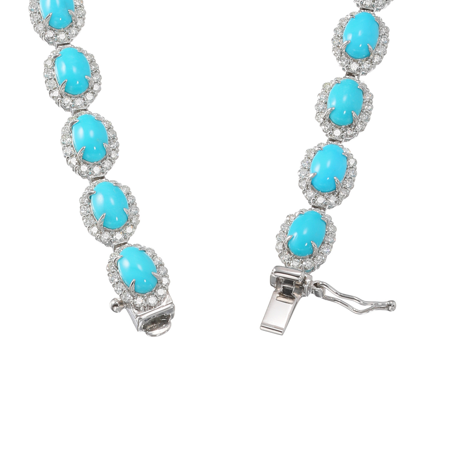 スリーピングビューティー バイ　ディーラリエ プラチナ９５０＆８５０ ターコイズ＆ダイヤモンド フルネックレス