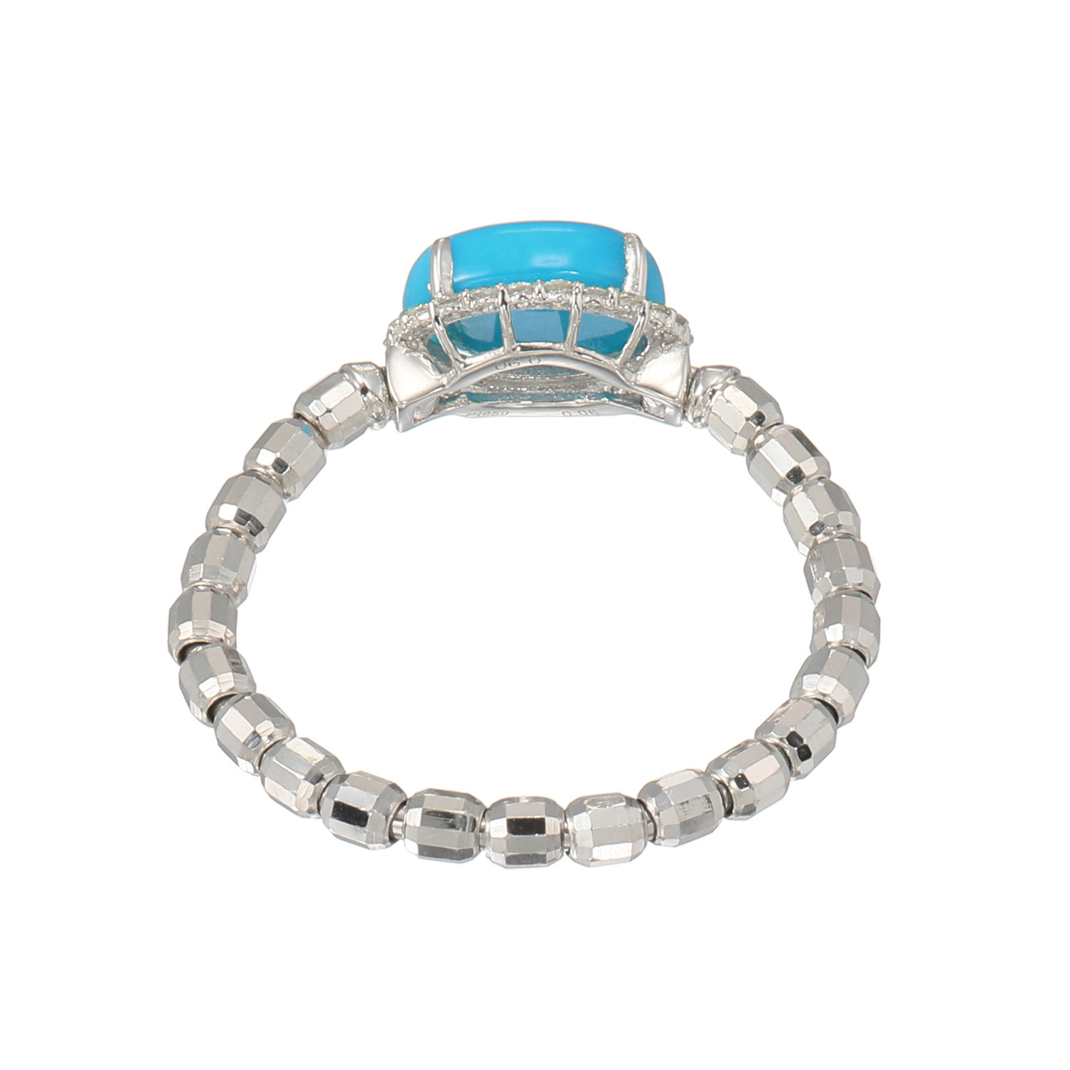 スリーピングビューティー バイ　ディーラリエ プラチナ９５０ ターコイズ＆ダイヤモンド 取り巻きデザイン ディーエラスティック リング