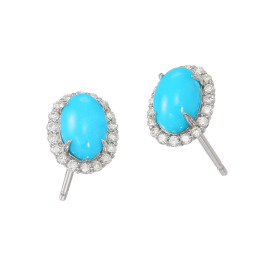 スリーピングビューティー バイ　ディーラリエ プラチナ９５０ ターコイズ＆ダイヤモンド 取り巻きデザイン ピアス