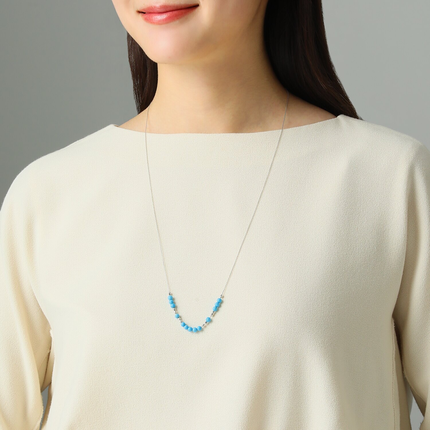 スリーピングビューティー バイ　ディーラリエ プラチナ９５０ ターコイズ ステーション ロングネックレス