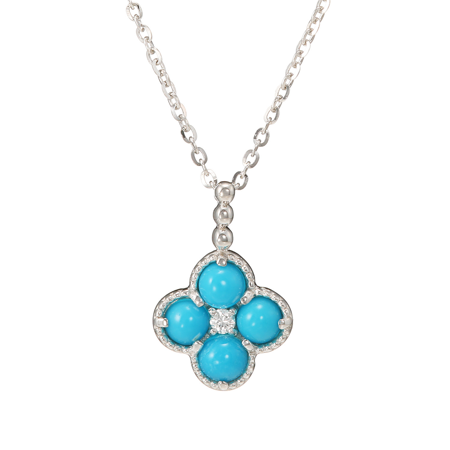 スリーピングビューティー バイ　ディーラリエ プラチナ９５０ ターコイズ＆ダイヤモンド フラワーデザイン ペンダント