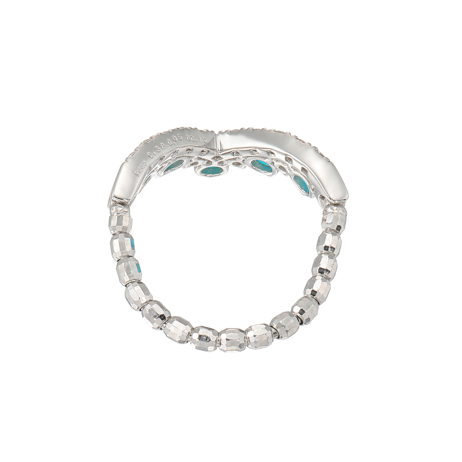 スリーピングビューティー バイ　ディーラリエ プラチナ９５０ ターコイズ＆ダイヤモンド ティアラデザイン ディーエラスティック リング