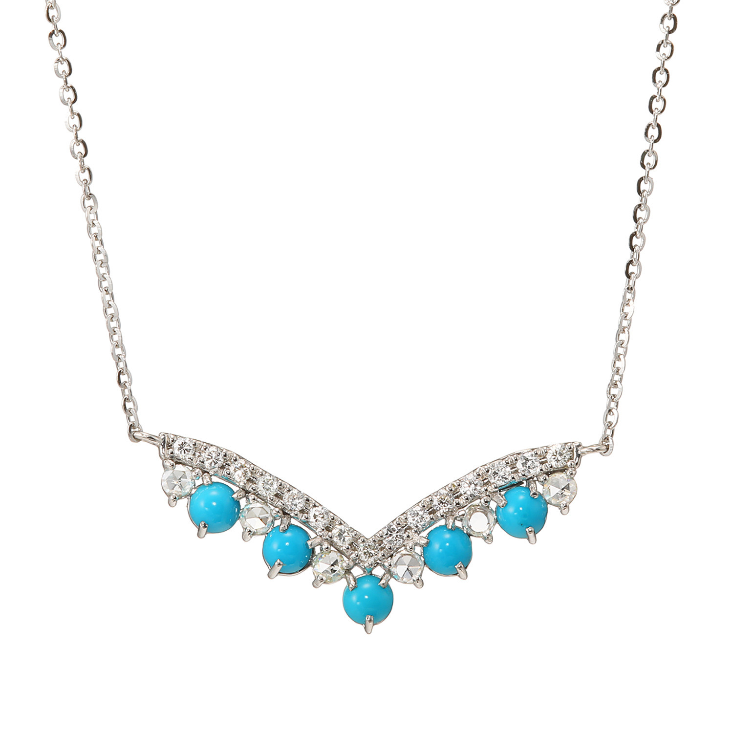 スリーピングビューティー バイ　ディーラリエ プラチナ９５０ ターコイズ＆ダイヤモンド ティアラデザイン ネックレス