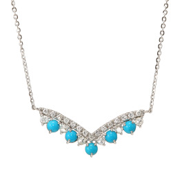 スリーピングビューティー バイ　ディーラリエ プラチナ９５０ ターコイズ＆ダイヤモンド ティアラデザイン ネックレス