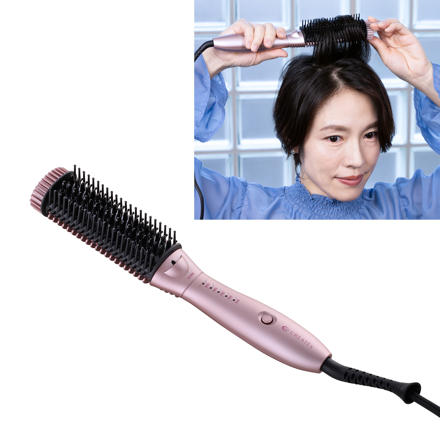 クレイツ ８０℃のケアモード搭載！ 幅広い温度設定ができて ブラシ感覚で使える ヘアアイロン ケアスタイリングブラシ ケアリッチ