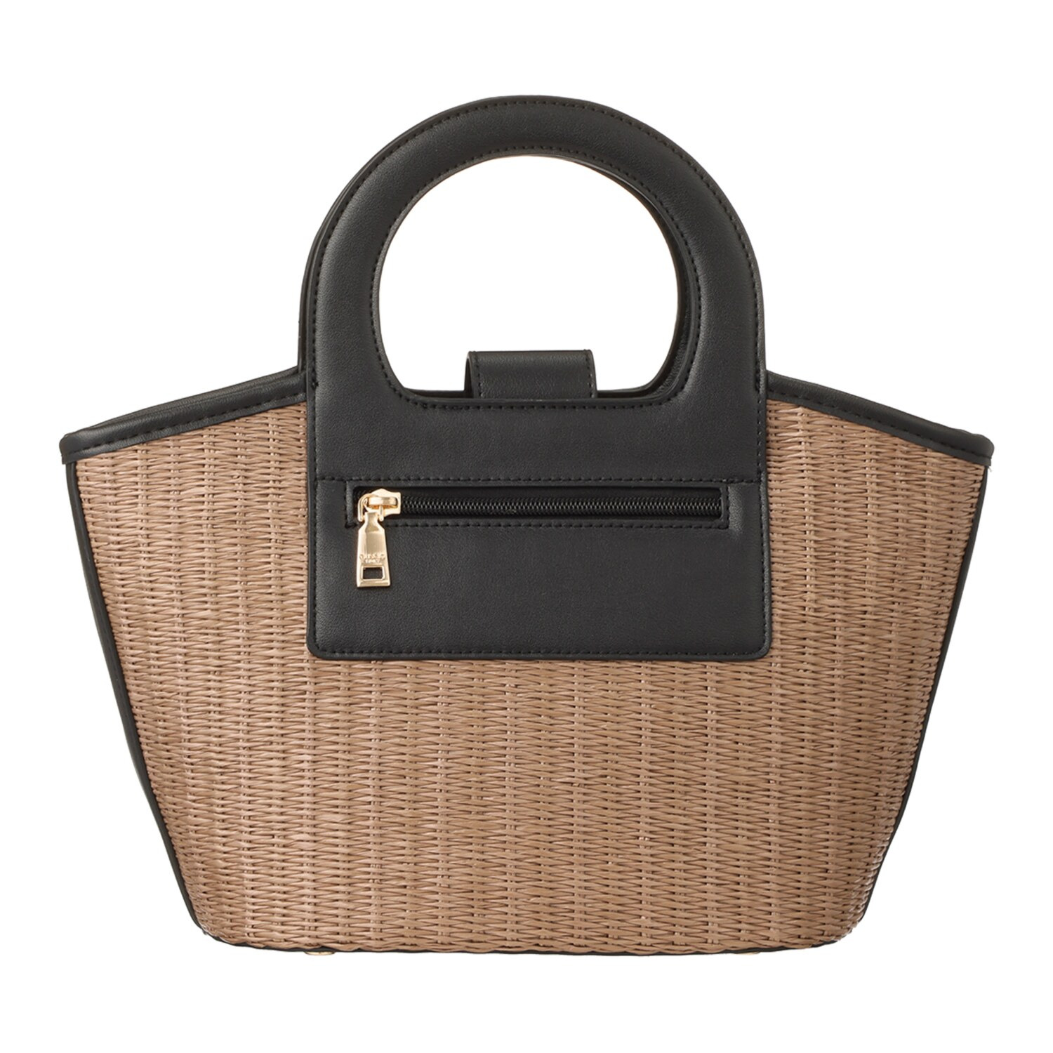 グッシオイタリー 自社開発こだわりの ラタンライクファイバー かごハンドバッグ ＜アネモネポーチ付＞