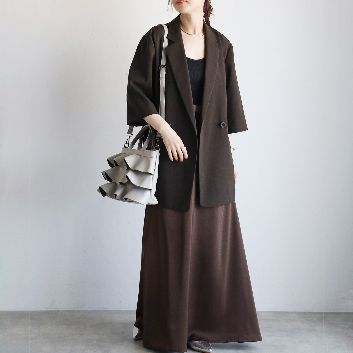 グッシオイタリー はっ水　レザータッチ ２ウェイフリル ミニショルダーバッグ ＜ラメポーチ付＞