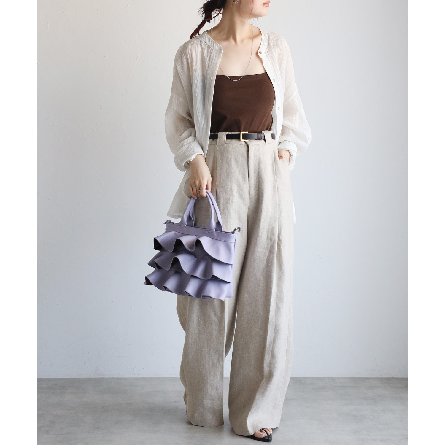 グッシオイタリー はっ水　レザータッチ ２ウェイフリル ミニショルダーバッグ ＜ラメポーチ付＞