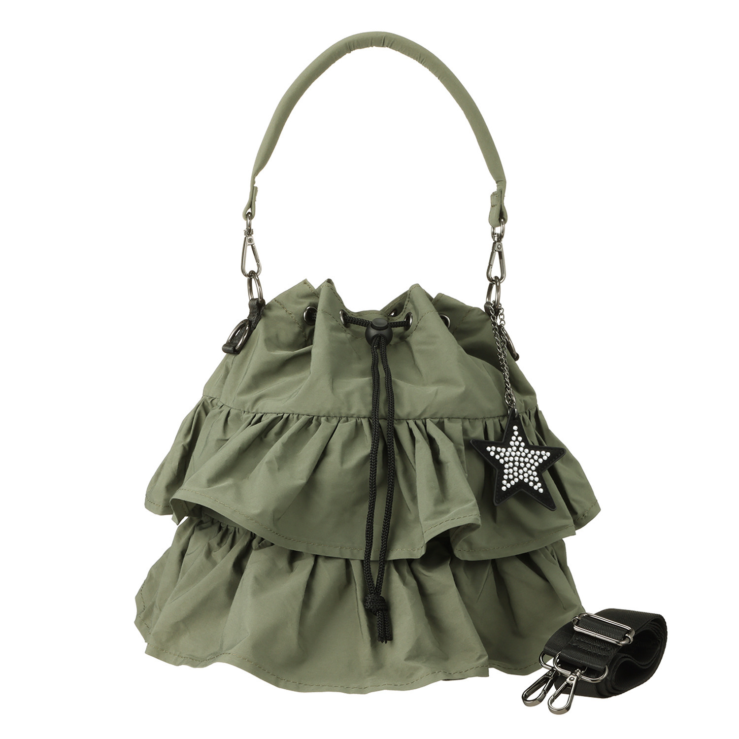 グッシオイタリー ２ウェイフリル巾着 ミニショルダーバッグ ＜星形チャーム付＞