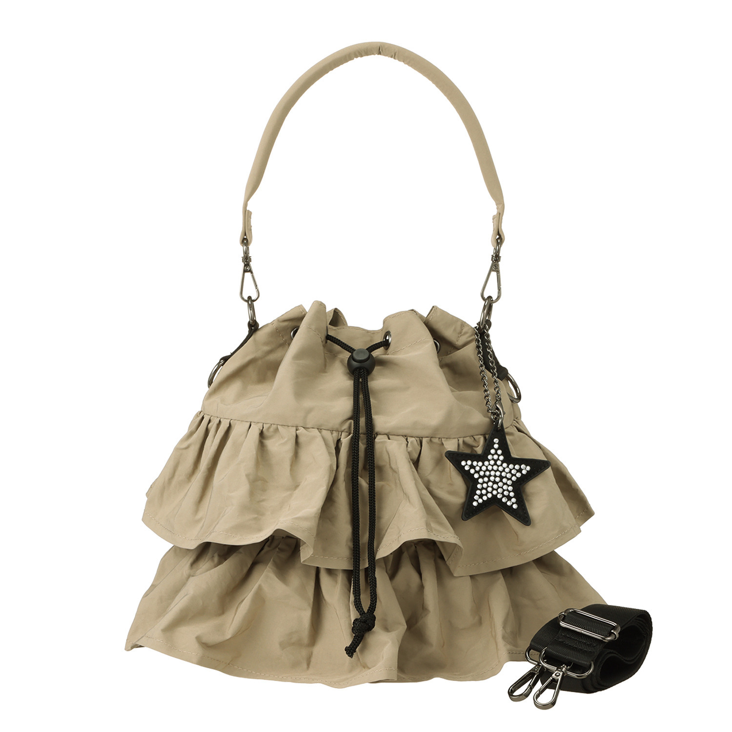 グッシオイタリー ２ウェイフリル巾着 ミニショルダーバッグ ＜星形チャーム付＞