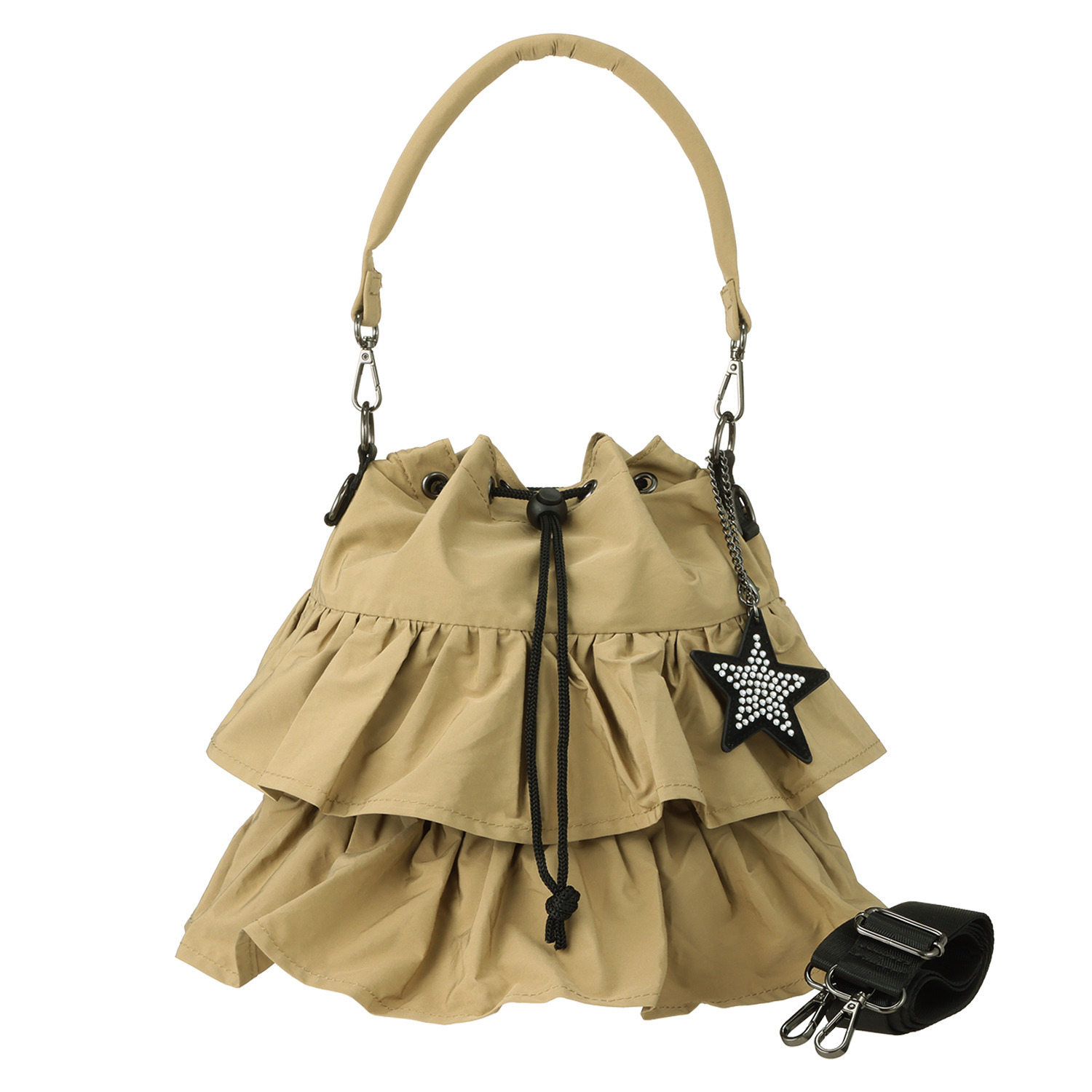 グッシオイタリー ２ウェイフリル巾着 ミニショルダーバッグ ＜星形チャーム付＞