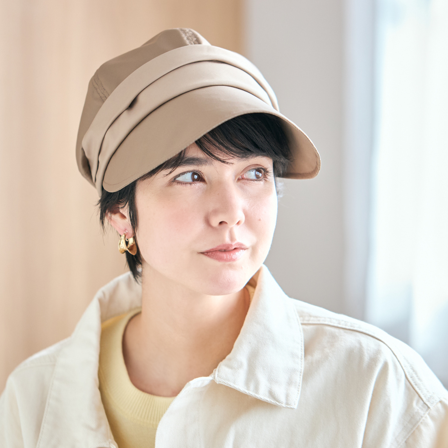 ベル・モード 日本製 東レアンチポランＲ使用 花粉が付きにくい エレガント ドレープキャスケット