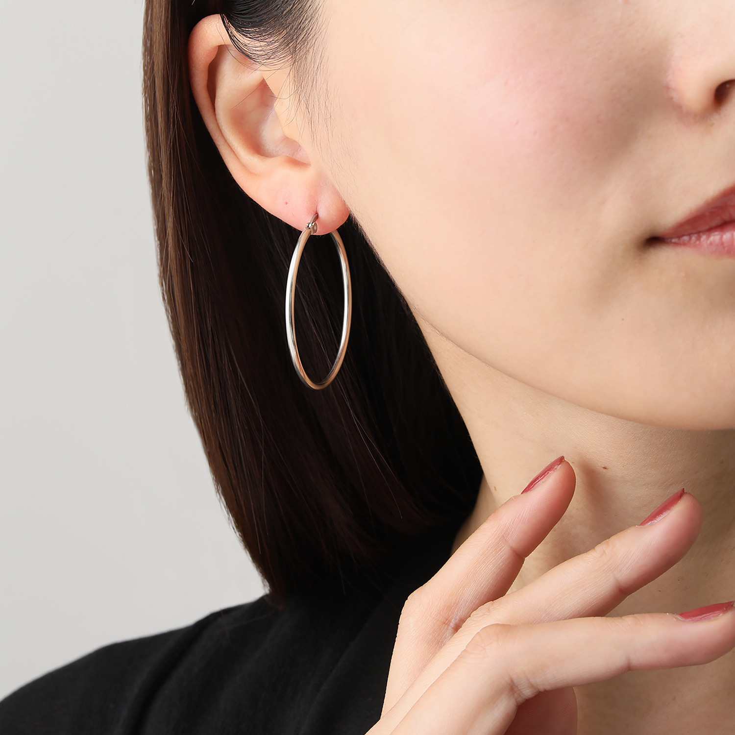 エービーステン ステンレス シンプル フープピアス