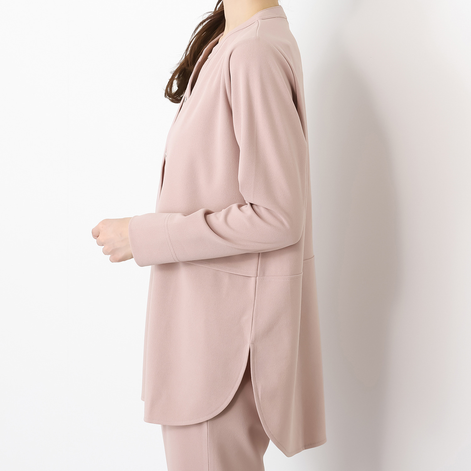 フーア ボタンアクセント ジレレイヤード風 カットソープルオーバー