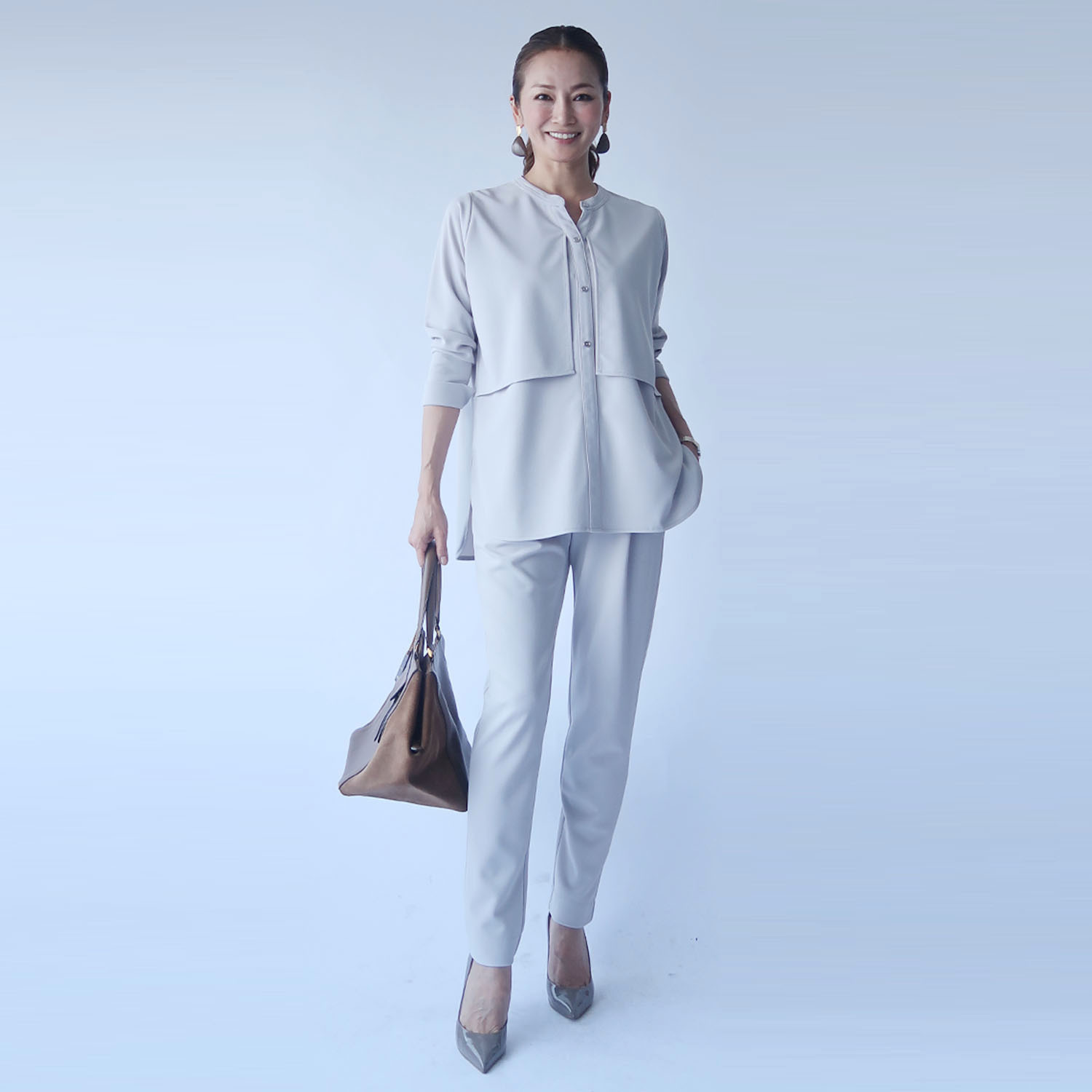 フーア ボタンアクセント ジレレイヤード風 カットソープルオーバー