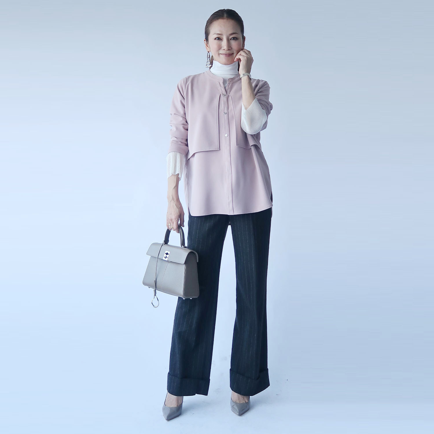 フーア ボタンアクセント ジレレイヤード風 カットソープルオーバー