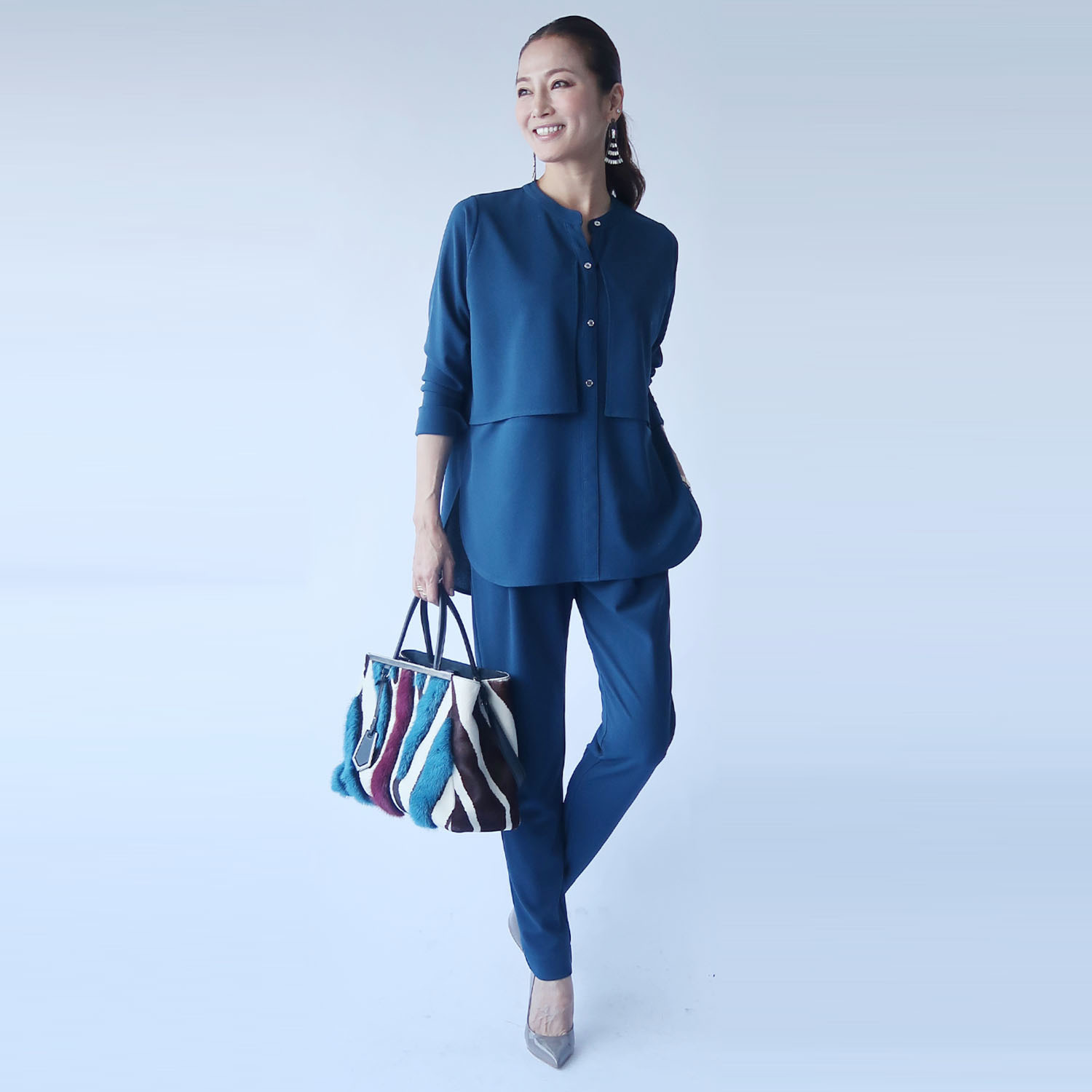 フーア ボタンアクセント ジレレイヤード風 カットソープルオーバー