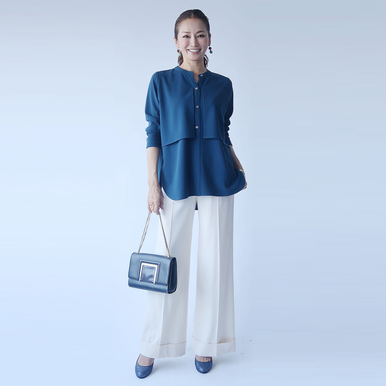 フーア ボタンアクセント ジレレイヤード風 カットソープルオーバー