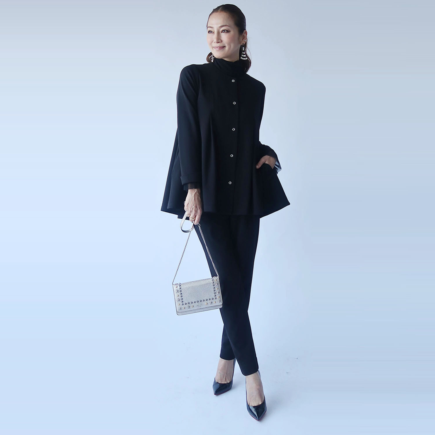 フーア ストレッチジョーゼット テーパードパンツ