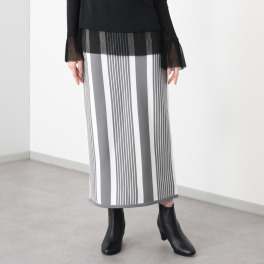フーア ランダムストライプ ダブルジャガード ニットスカート