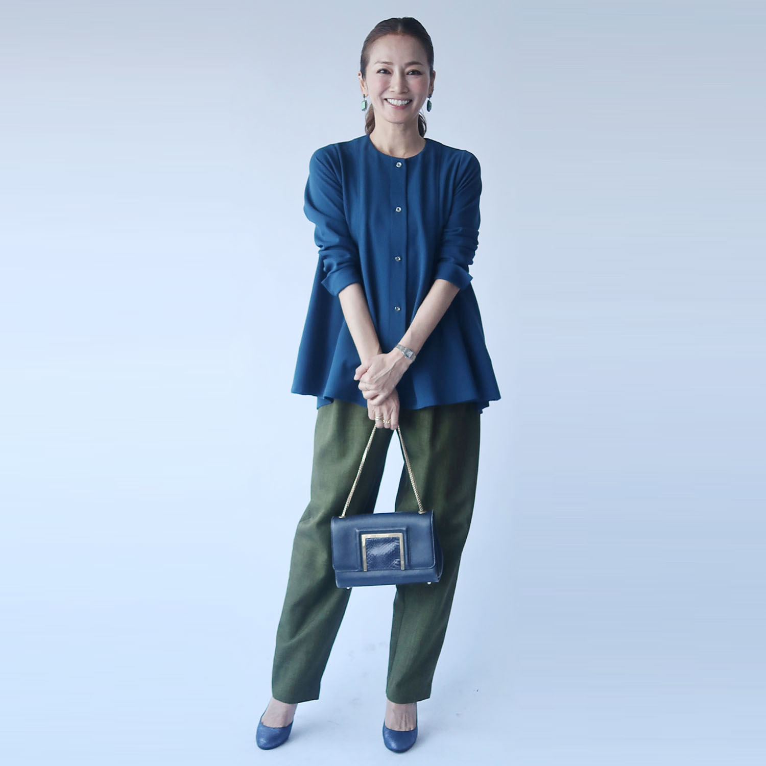 フーア ノーカラー タックフレアー 羽織りジャケット