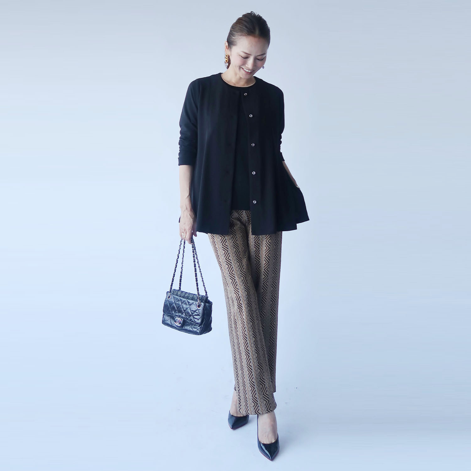 フーア ノーカラー タックフレアー 羽織りジャケット