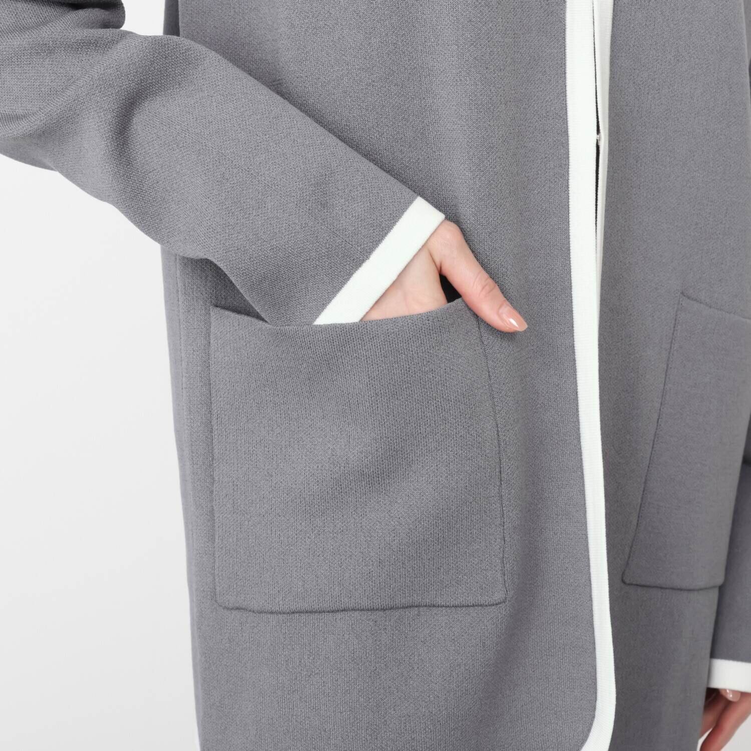 フーア バイカラートリミング ダブルジャガード ニットコート