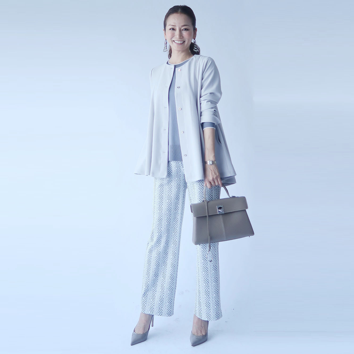 フーア ジオメトリックパターン ジャガードパンツ