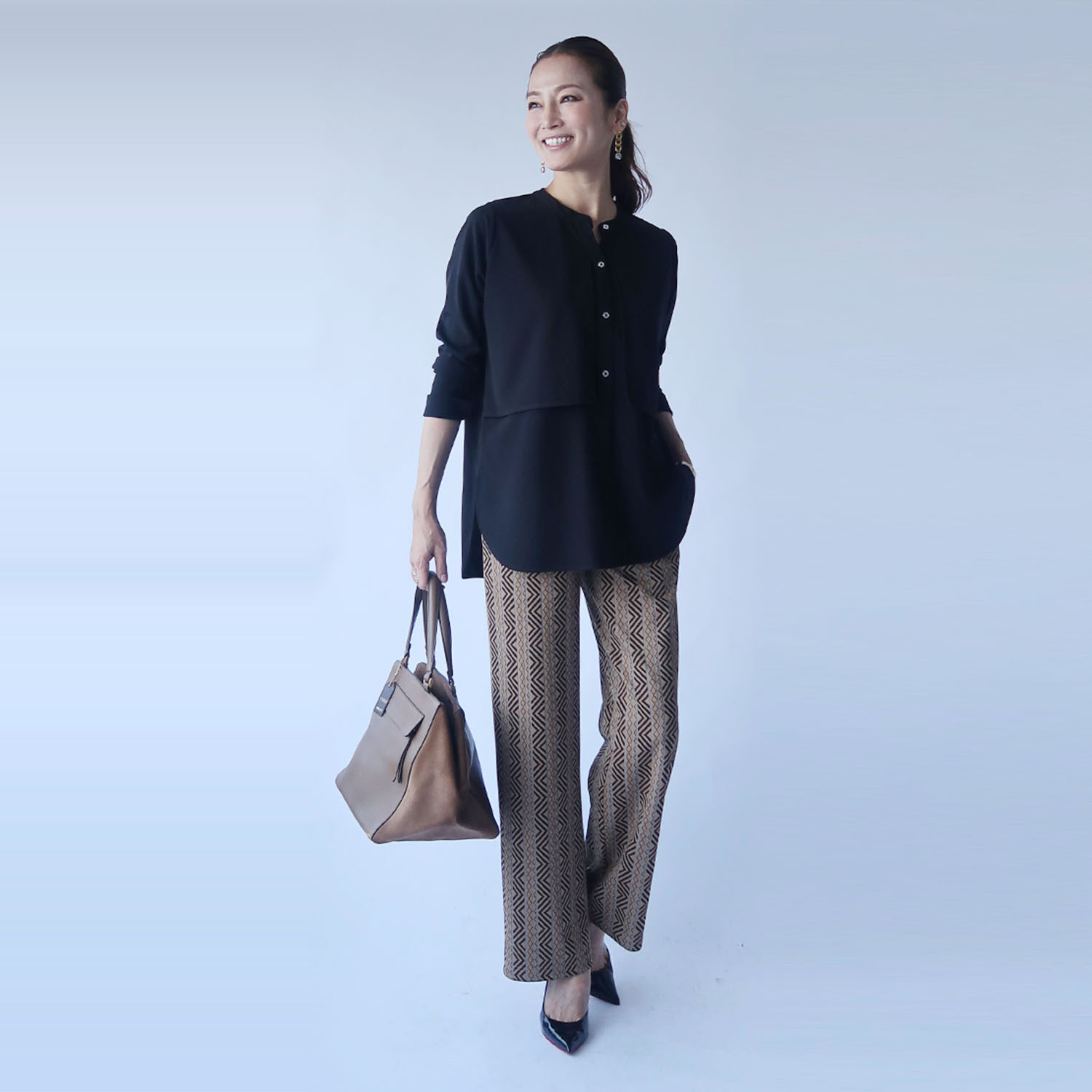 フーア ジオメトリックパターン ジャガードパンツ