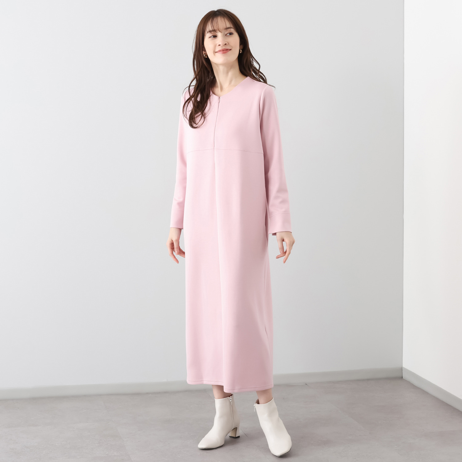 フーア きれい見えポンチ フロントファスナー ワンピース